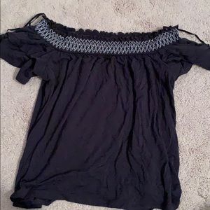 Soft and Sexy Off the Shoulder Grey Ruffle Shirt